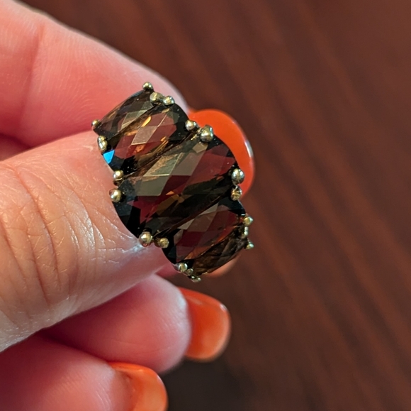 925 sterling silver stamped smoky quartz ladies statement ring - Picture 4 of 10